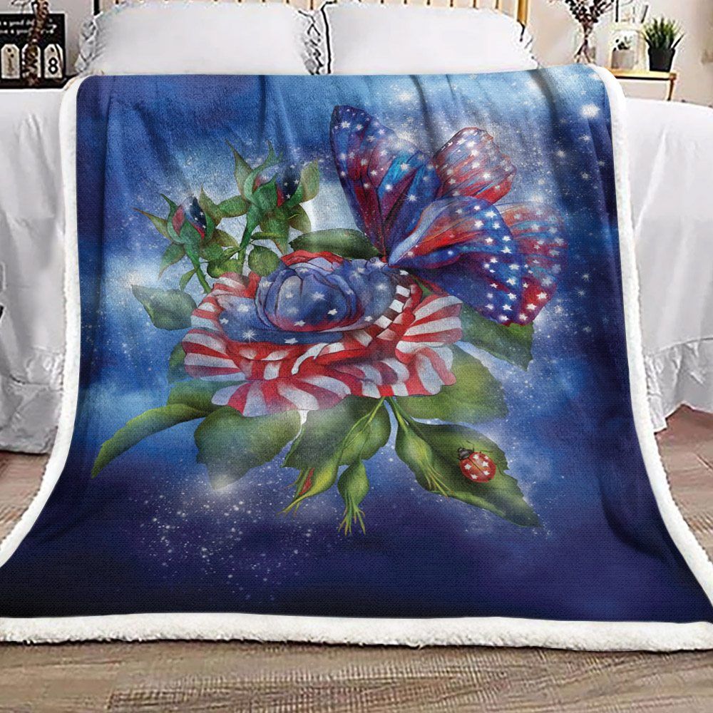 Star Spangled Butterfly Sherpa Fleece Blanket