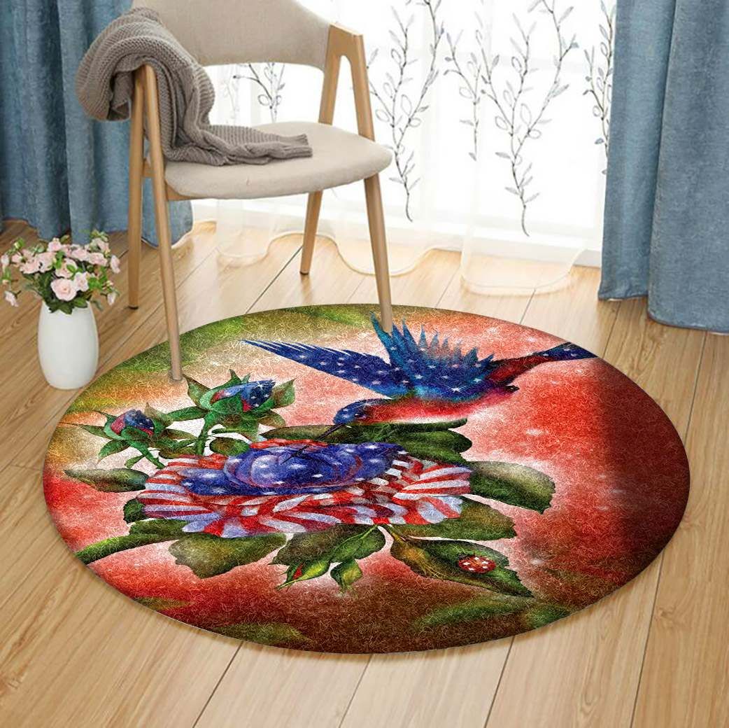 Star Spangled Hummingbirds Round Carpet