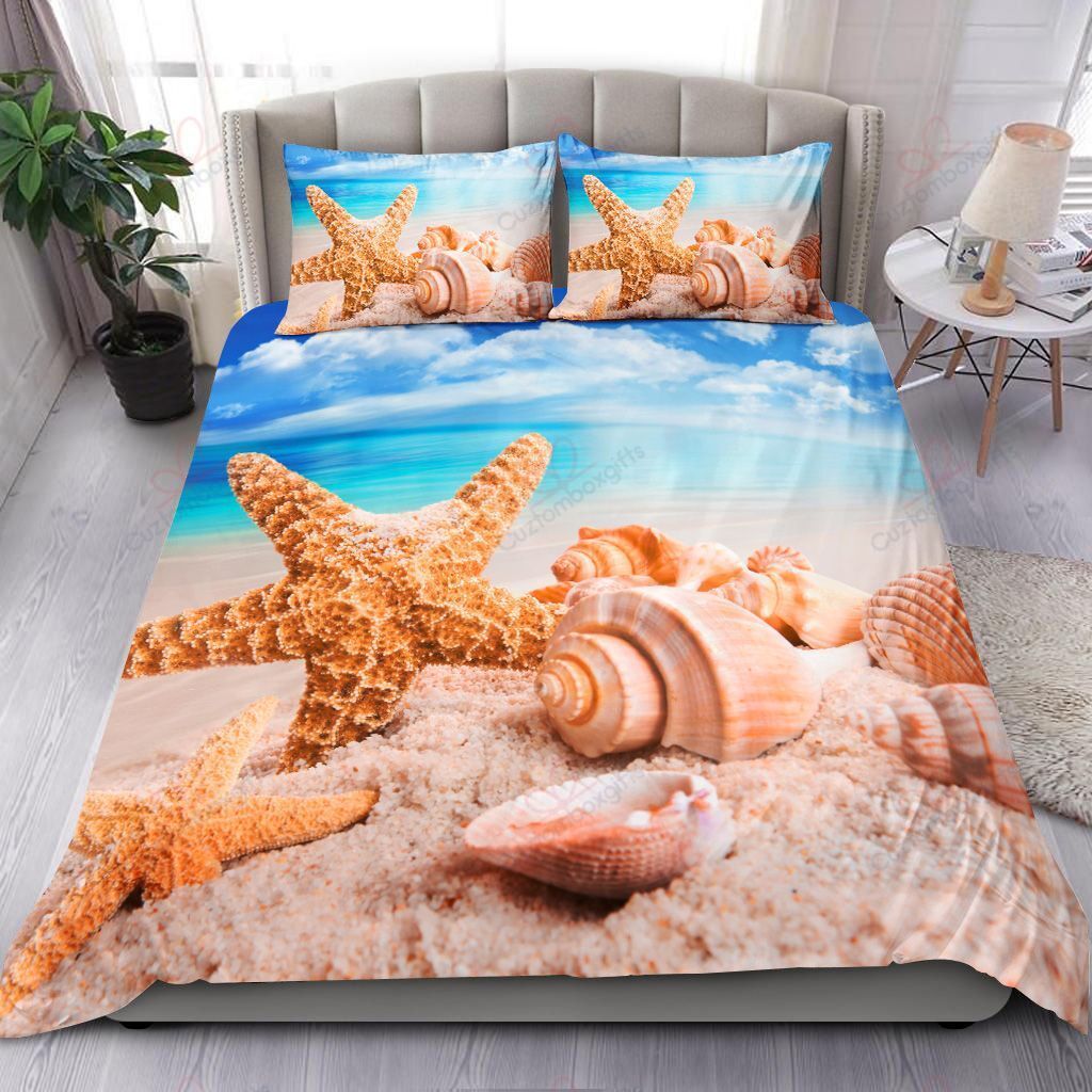 Starfish And Conch Sand Beach Bedding Set