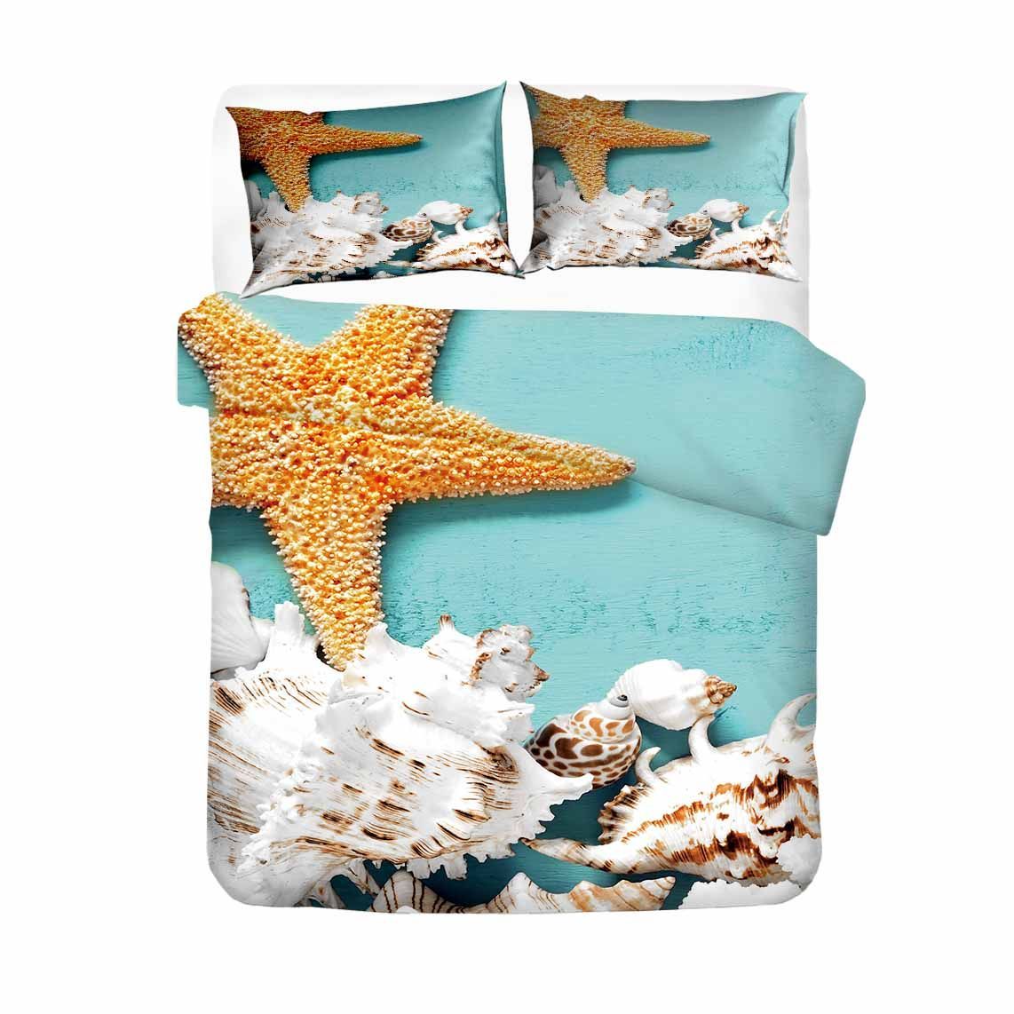 Starfish Blue Printed Bedding Set
