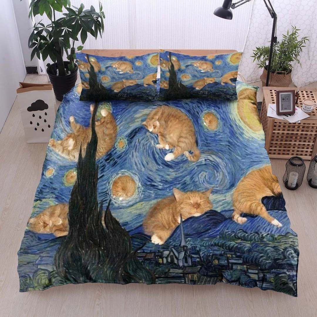 Starry Night Cat Bedding Set
