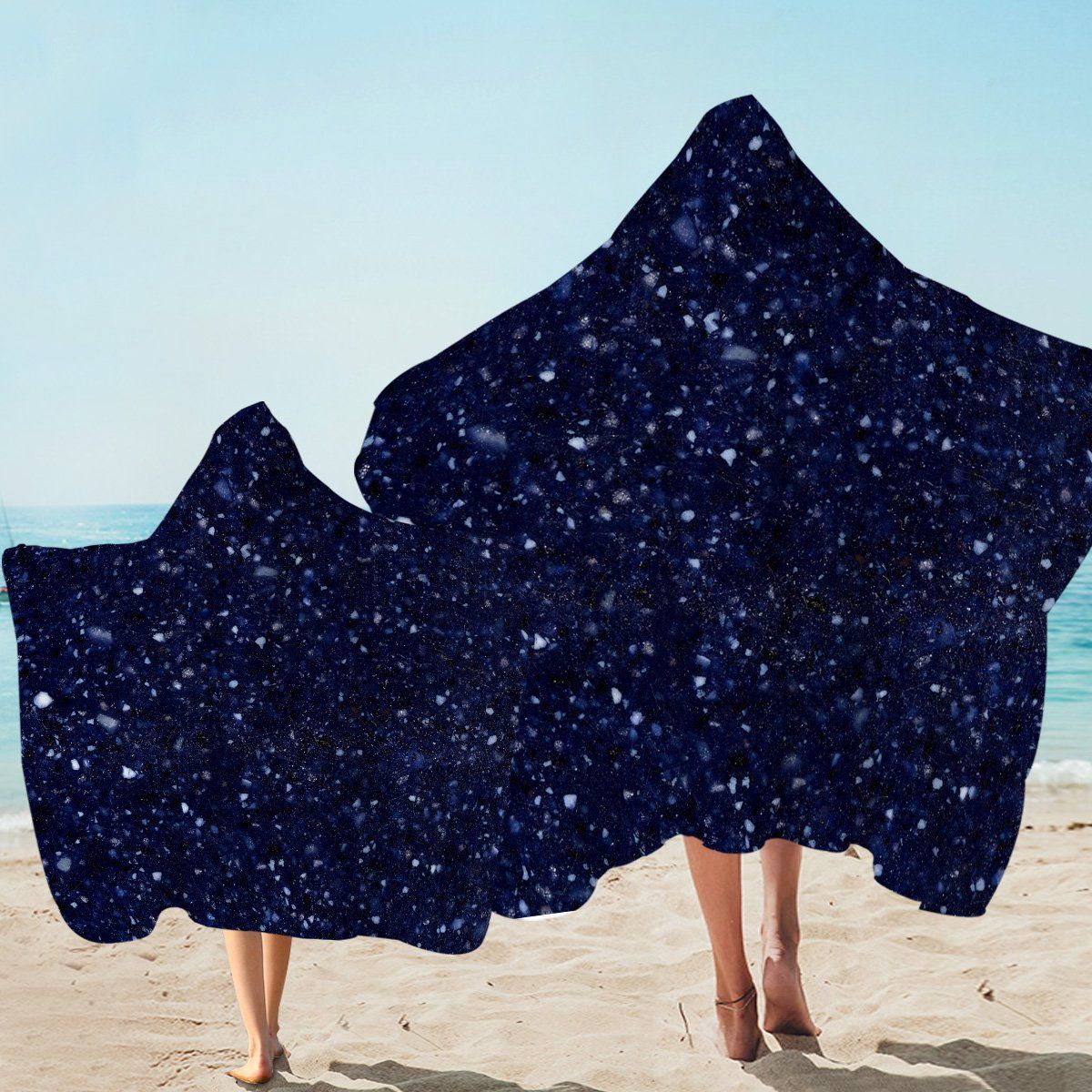 Starry Night Galaxy Space Printed Hooded Towel