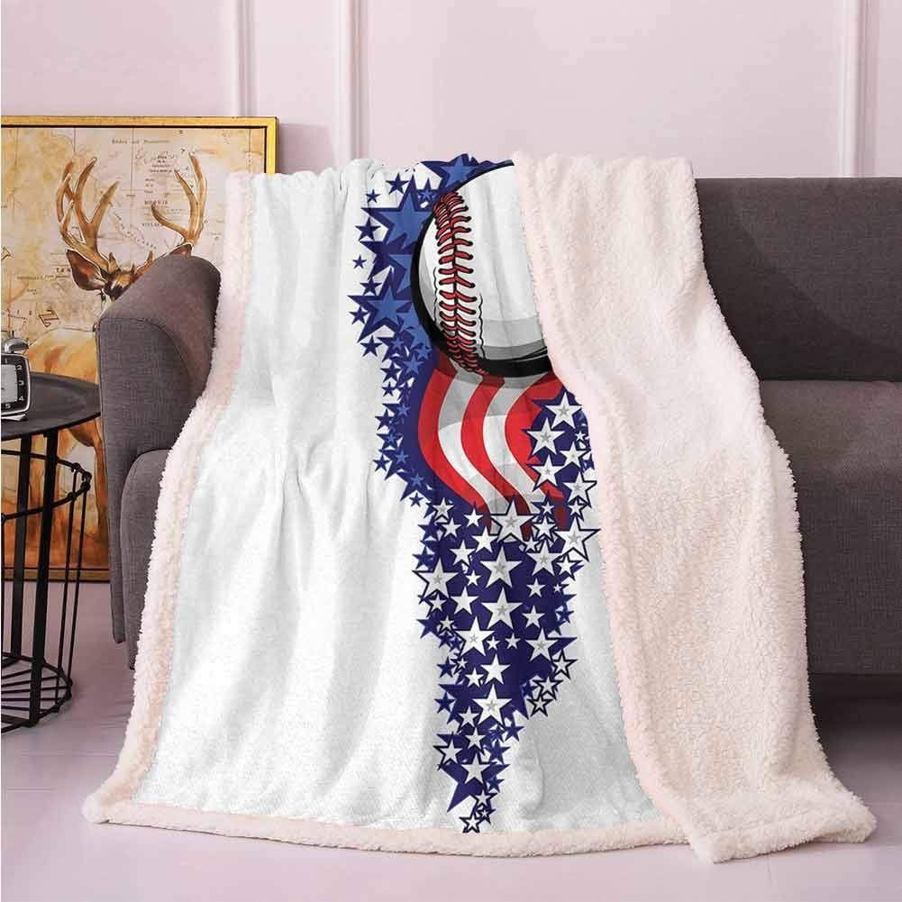 Stars And Stripes Fireworks Patriot Baseball Sherpa Fleece Blanket