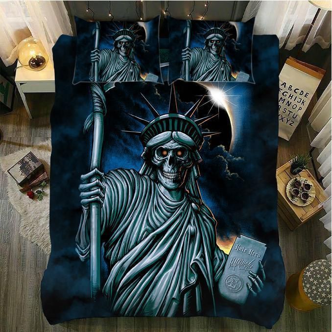 Statue Of Liberty Skull Bedding Set