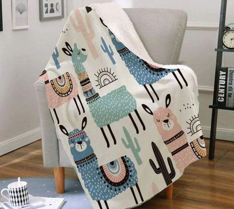 Stay Cool Llama Sherpa Fleece Blanket
