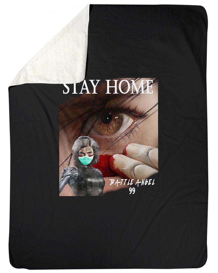 Stay Home For Battle Angel 99 Graphic Design 3d Printed  Sherpa Blanket