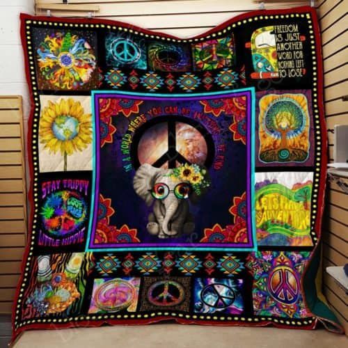 Stay Trippy Little Hippie Elephant GS-CL-DT0207 Quilt Blanket