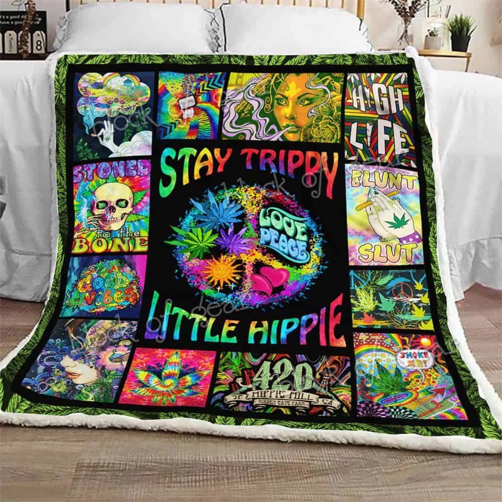 Stay Trippy Little Hippie Fleece Blanket