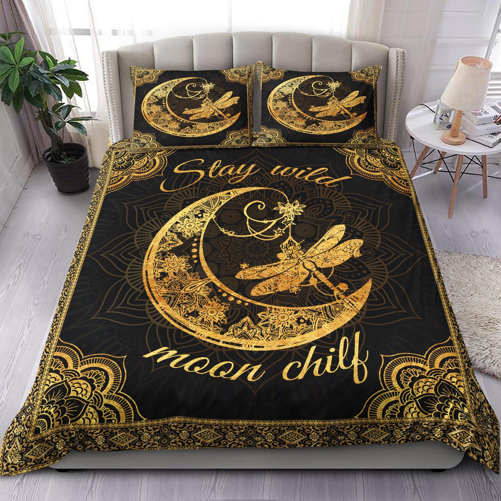 Stay Wild Moon Child Dragonfly Bedding Set