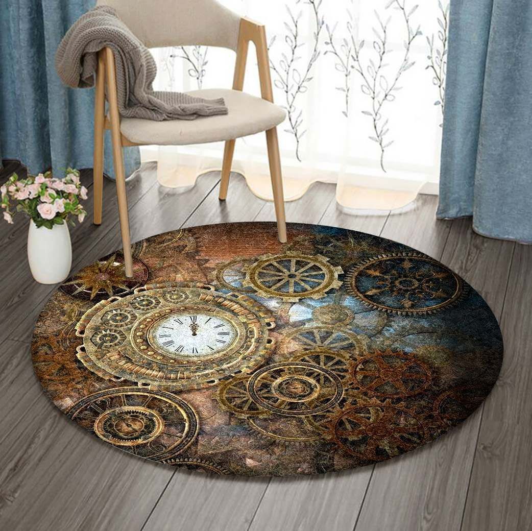 Steampunk Clock Round Carpet