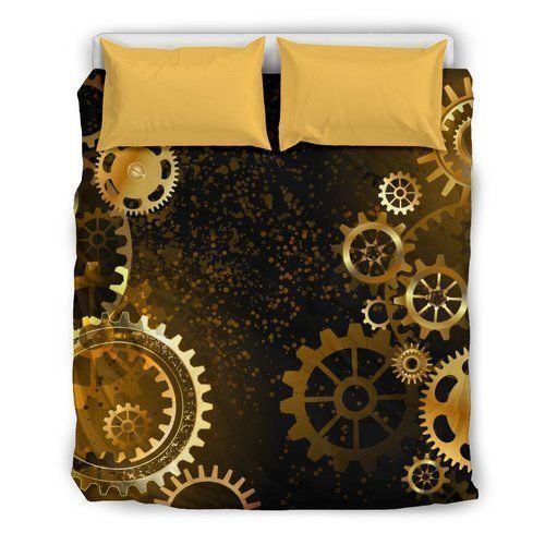 Steampunk Golden Clockworks Bedding Set