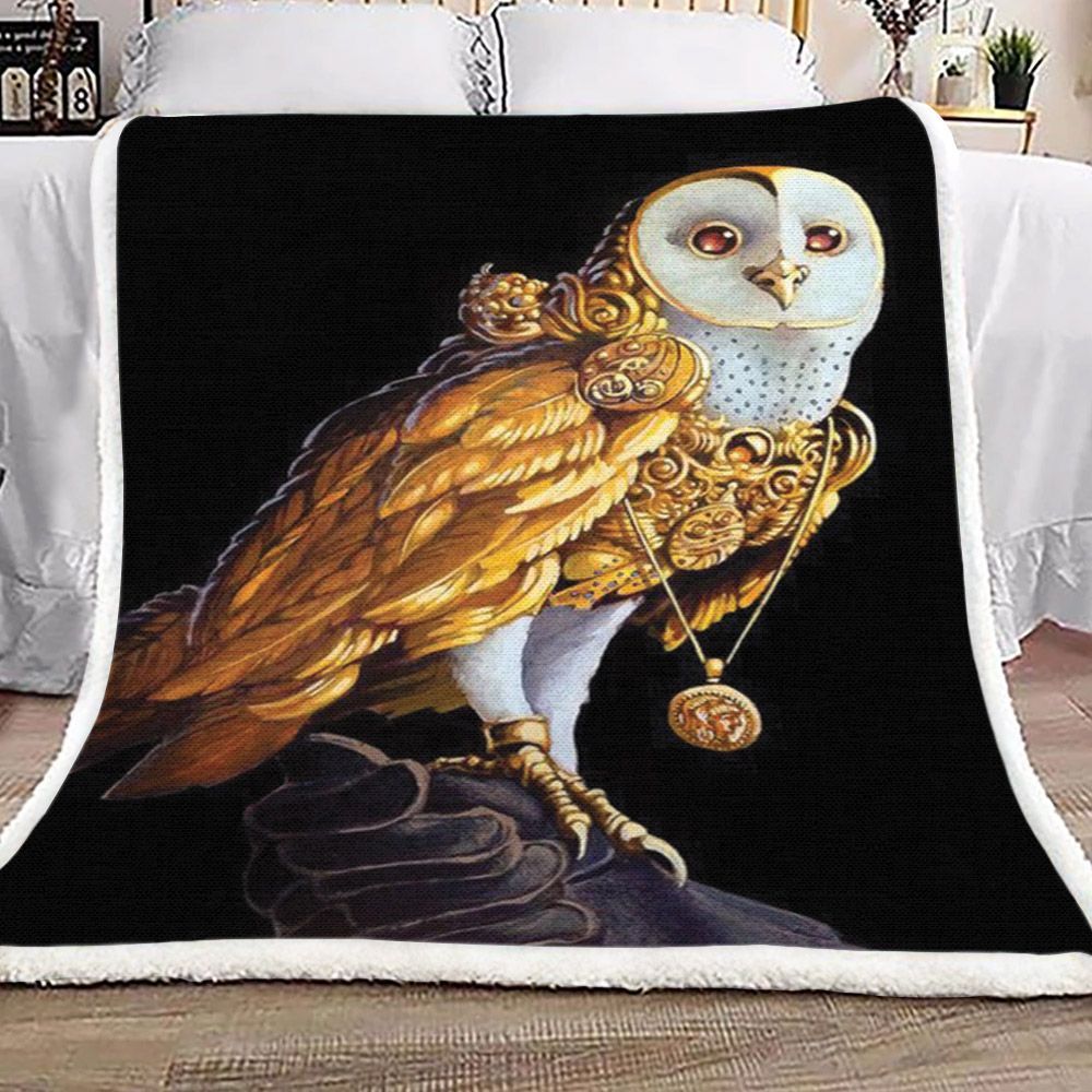 Steampunk Owl Sherpa Fleece Blanket