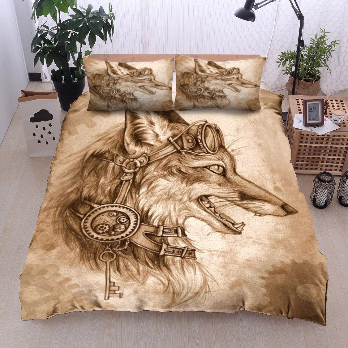 Steampunk Wolf Bedding Set
