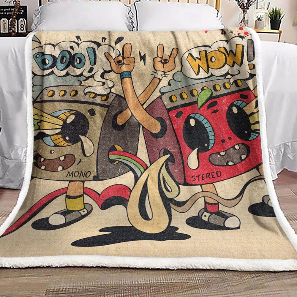 Stereo Mono Music Sherpa Fleece Blanket