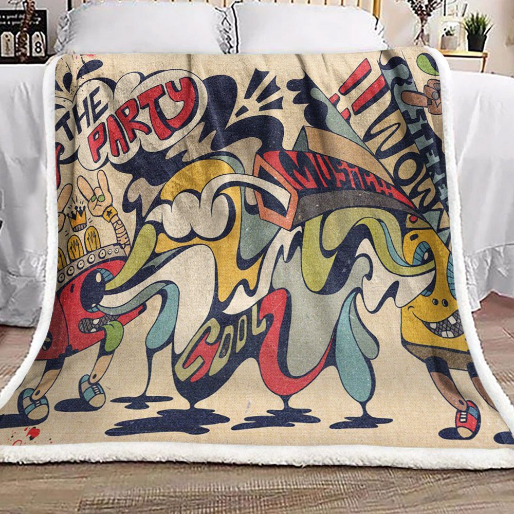 Stereo Mono Music Party Sherpa Fleece Blanket