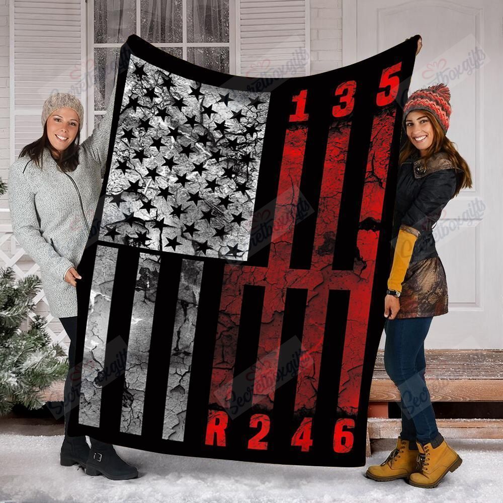 Stick American Flag Muscle Car Gears Mechanic Fleece Blanket