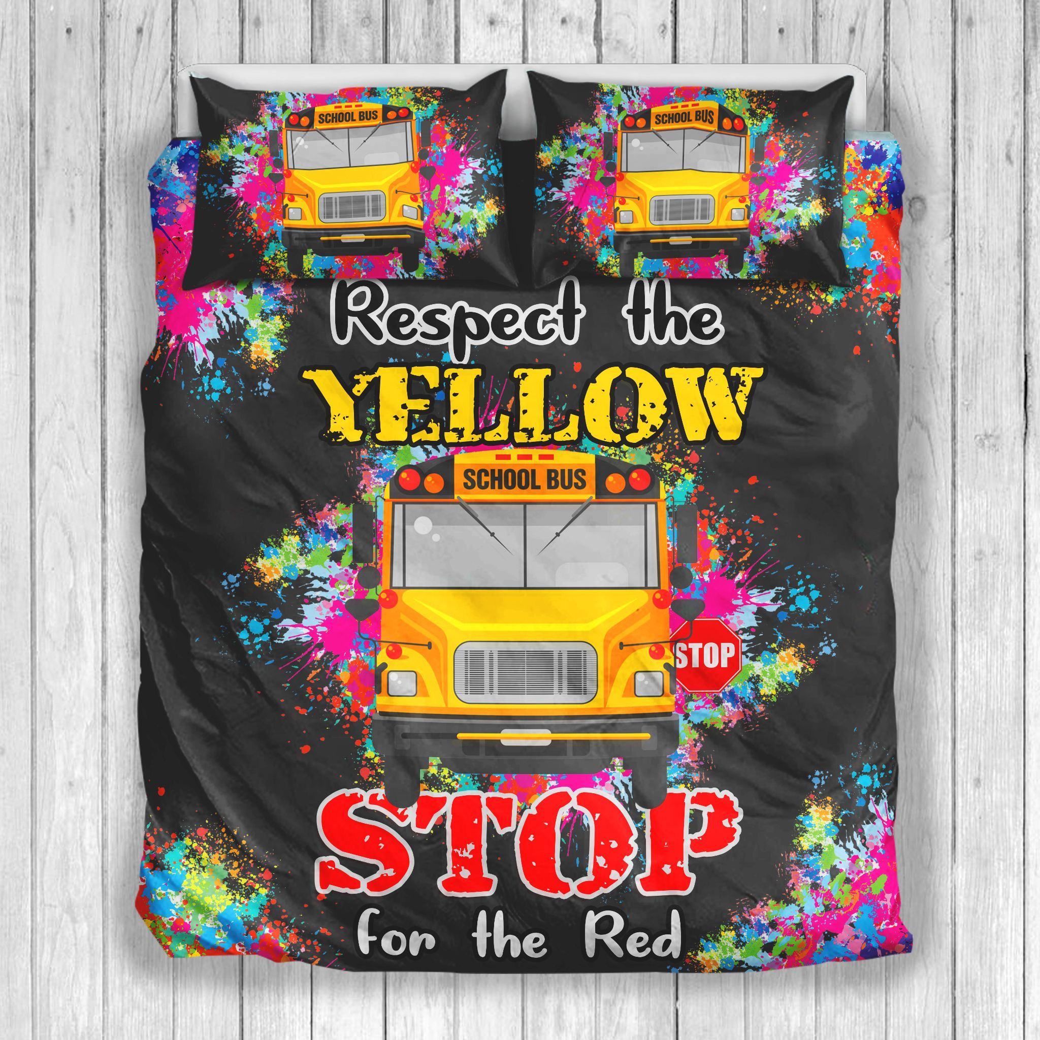 Stop For The Red School Bus Bedding Set