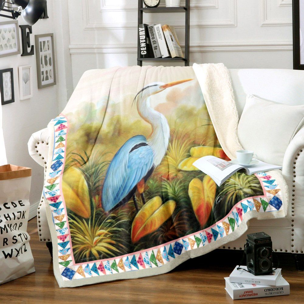 Stork Bird Sherpa Fleece Blanket