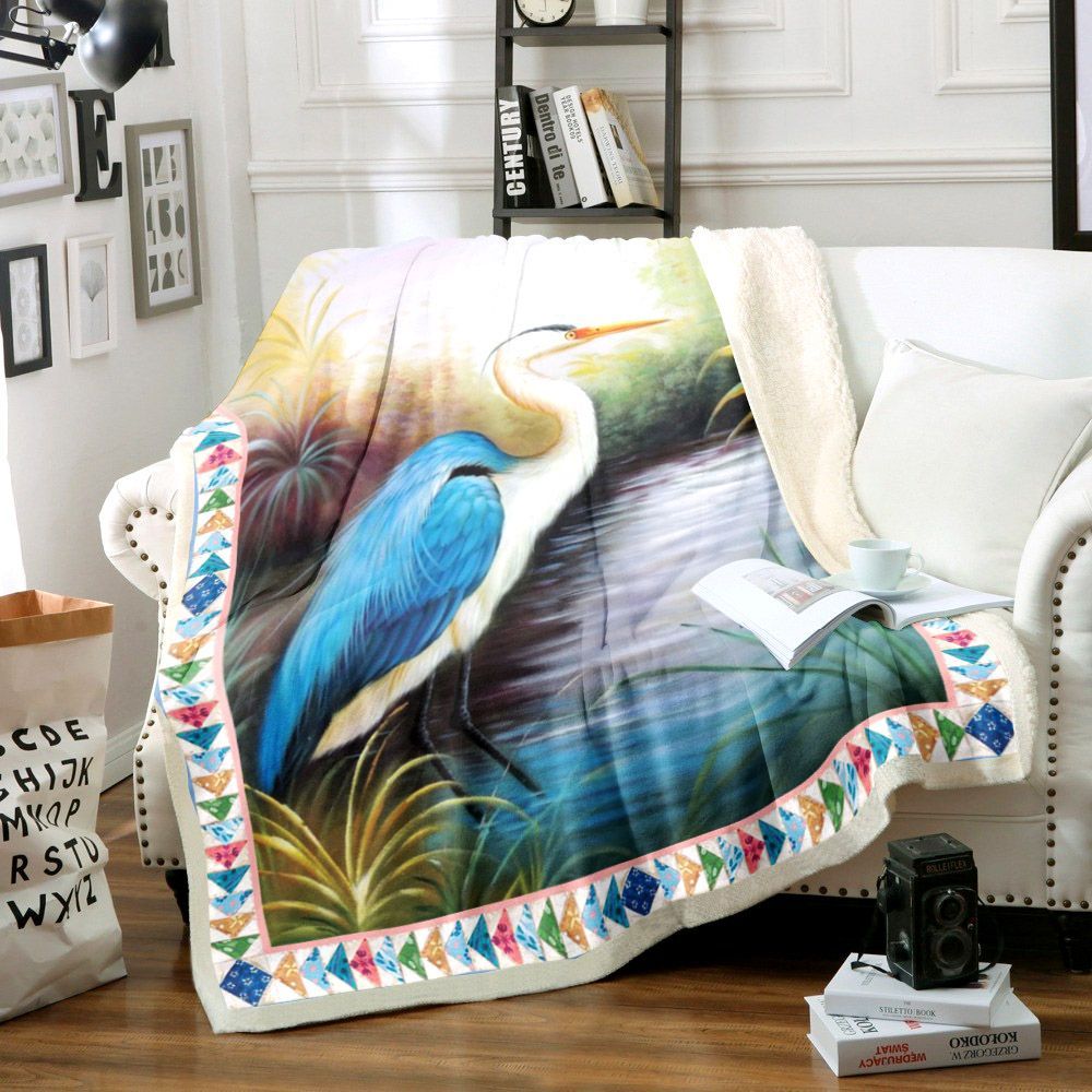 Stork Bird Sherpa Fleece Blanket