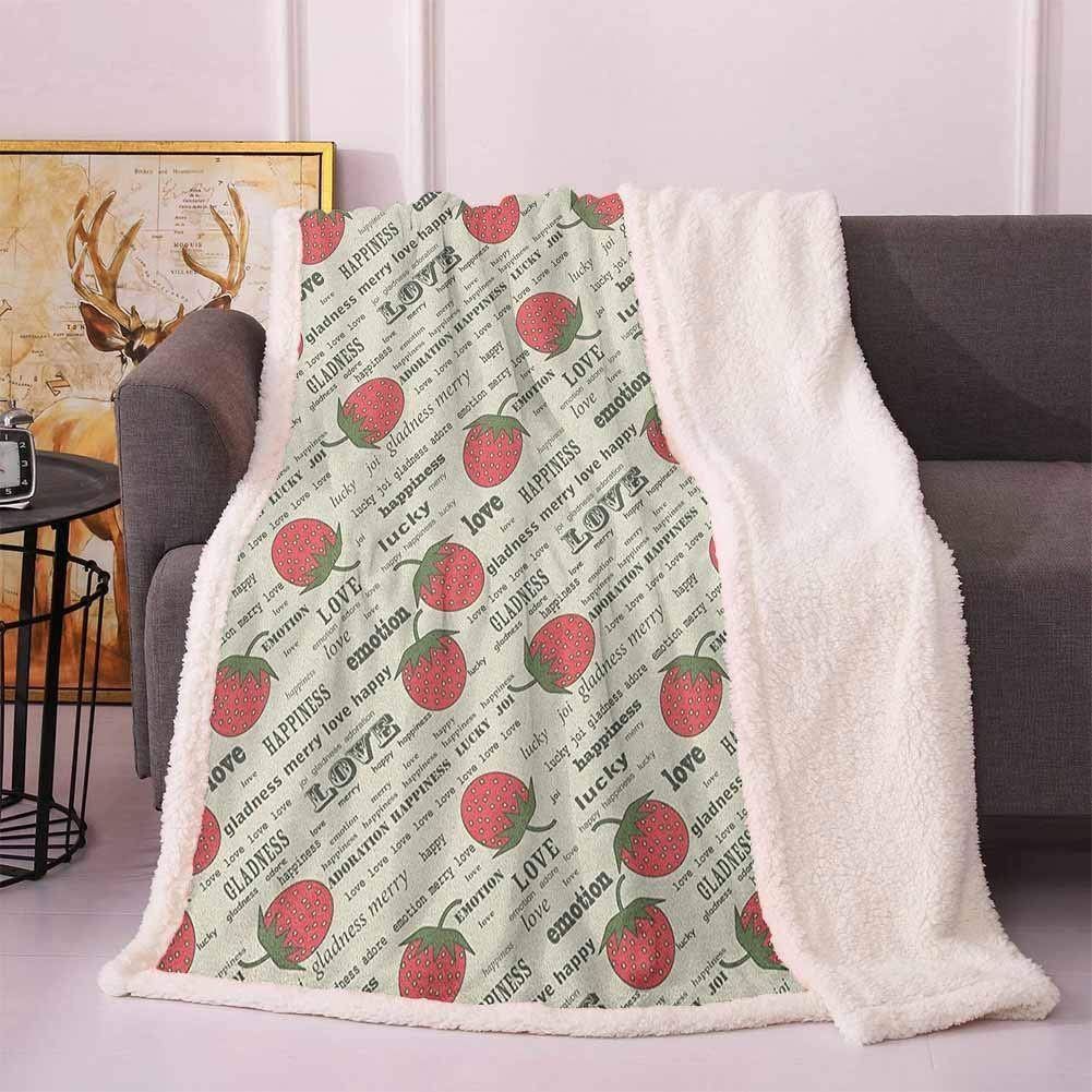 Strawberry Sherpa Fleece Blanket