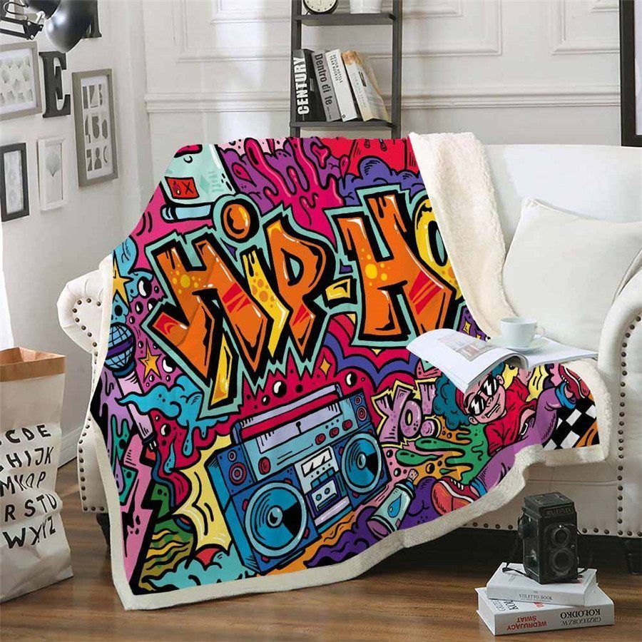 Street Dance Hip Hop Sherpa Fleece Blanket