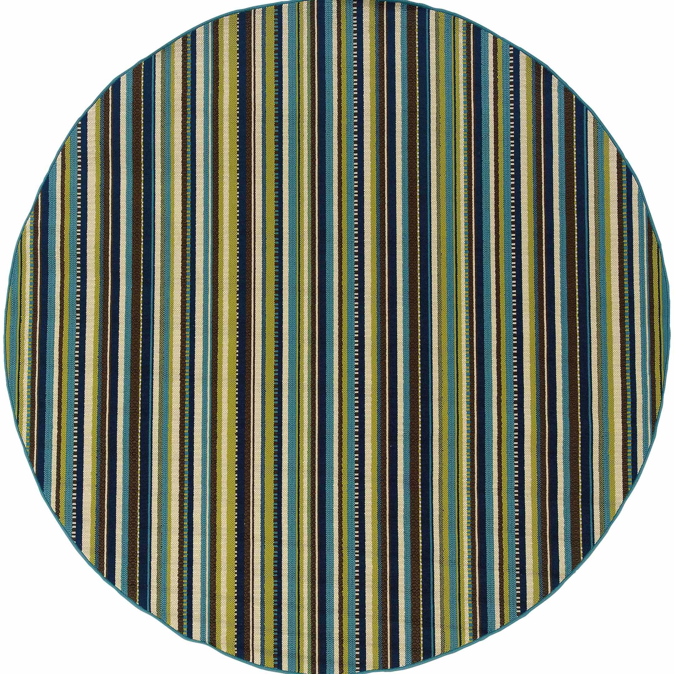 Striped Brown Round Carpet