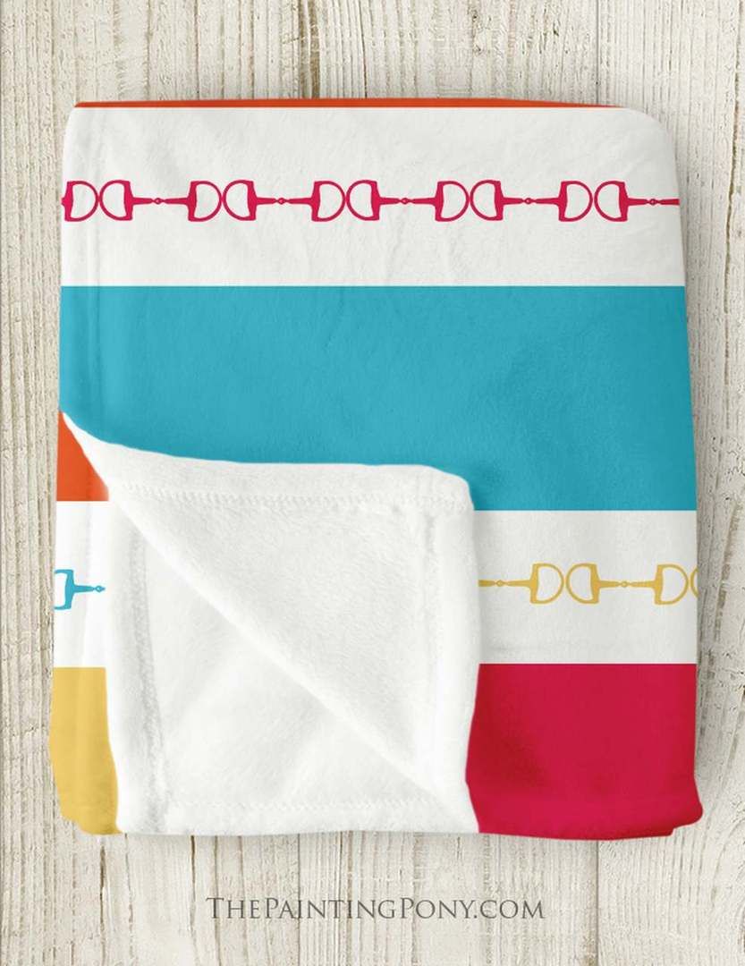 Striped Horse Themed Sherpa Fleece Blanket
