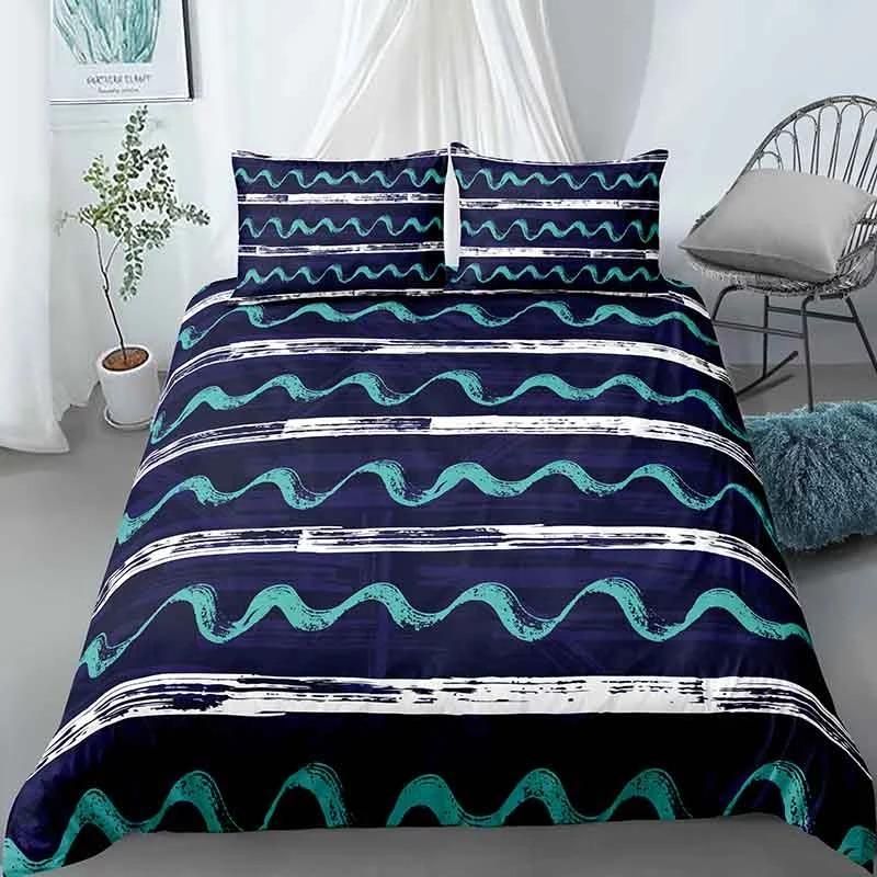 Stripes And Wave Lines Bedding Set