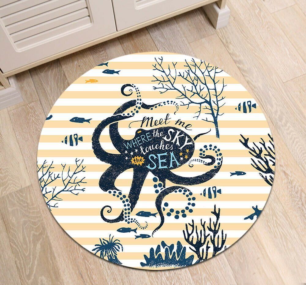 Stripes Octopus Round Carpet