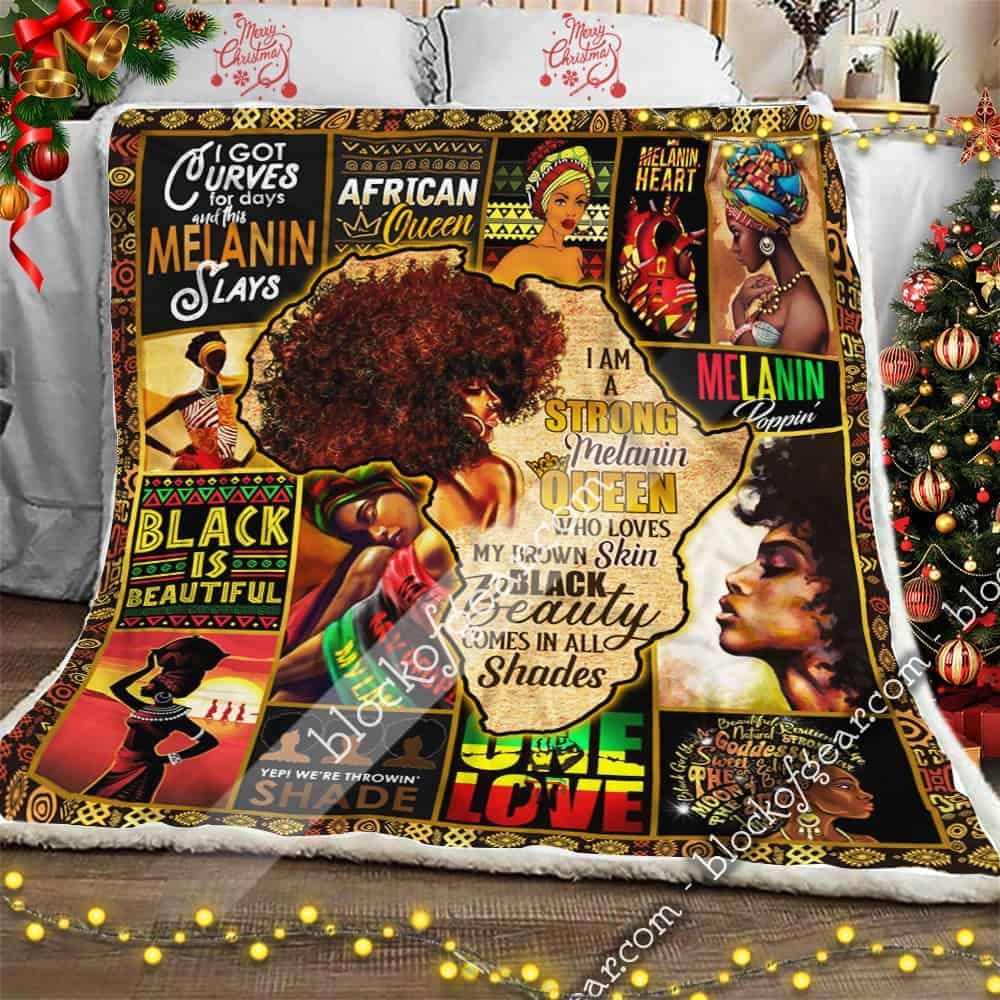 Strong Melanin Queen Sherpa Fleece Blanket