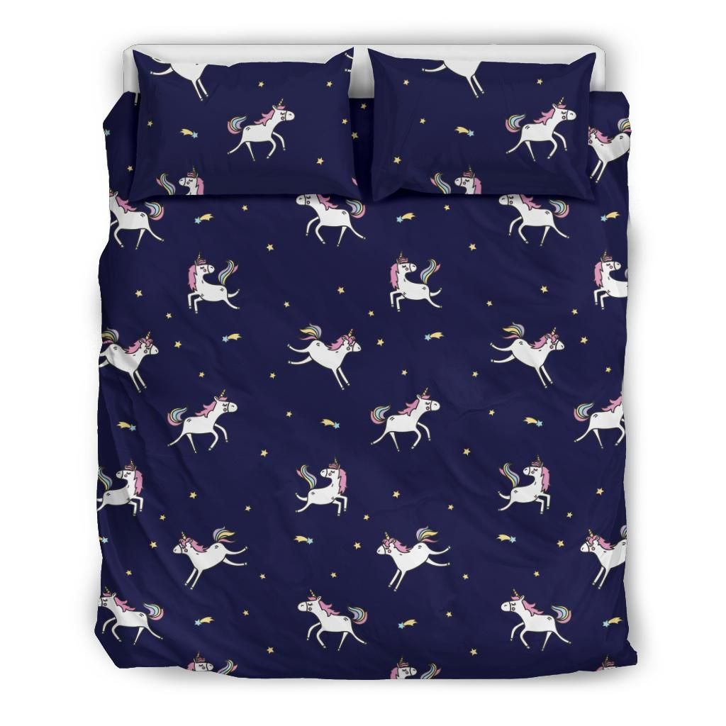 Stubborn Unicorn Dark Blue Bedding Set
