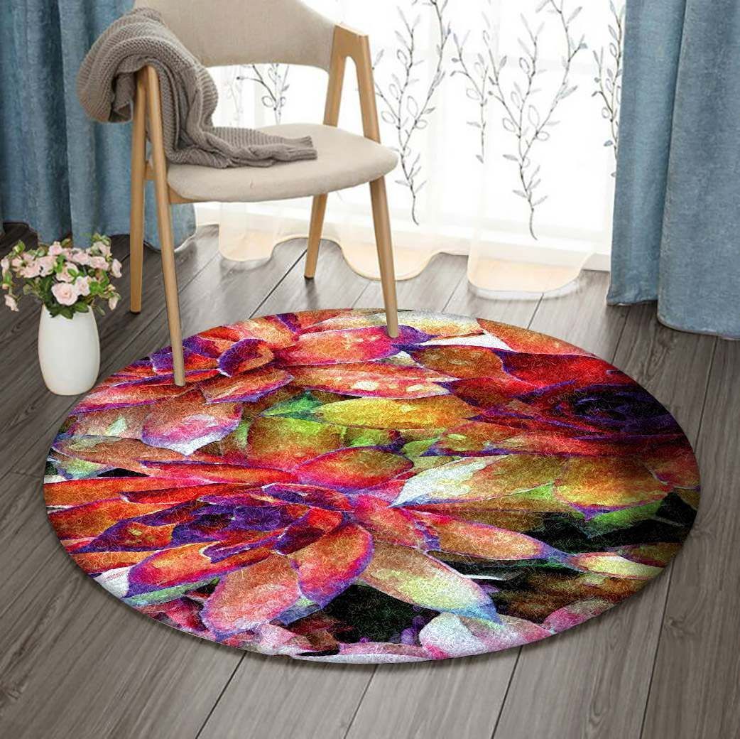 Succulent Flower Round Carpet