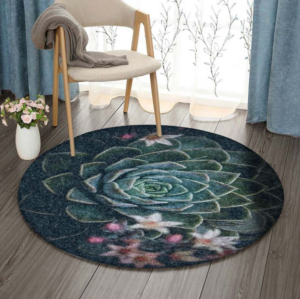 Succulent Flower Round Carpet