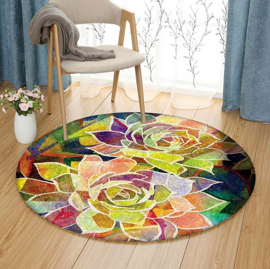 Succulent Plant Round Carpet