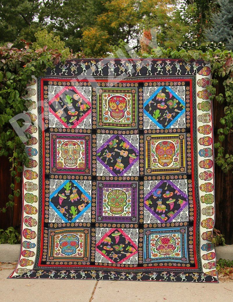 Sugar Skull Across The World Quilt Blanket Chrismas Gift Dhc04011242Dd
