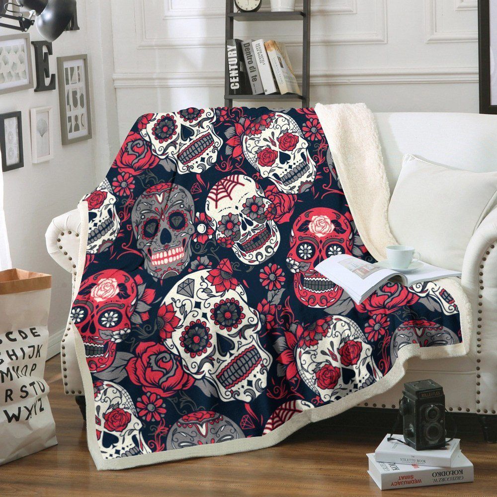 Sugar Skull Sherpa Fleece