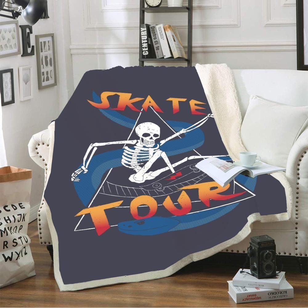 Sugar Skull Sherpa Fleece Blanket