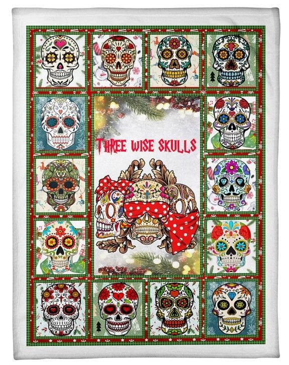 Sugar Skull Sherpa Fleece Blanket