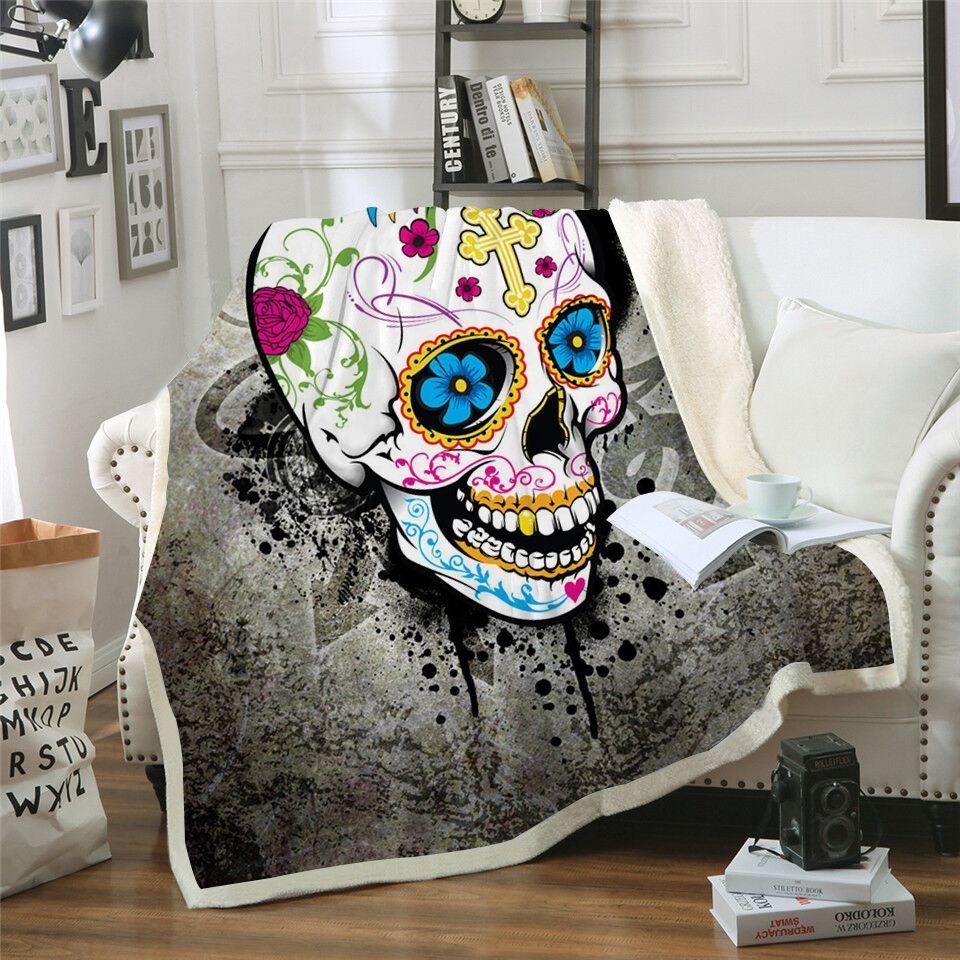 Sugar Skull Sherpa Fleece