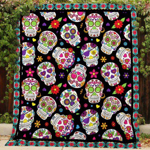 Sugar Skull Colorful Floral Quilt Blanket Chrismas Gift Dhc04011259Dd