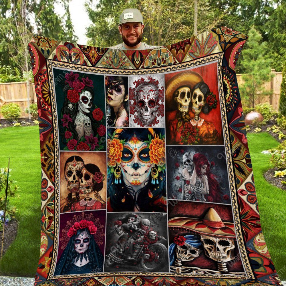 Sugar Skull Couple Quilt Blanket Ph82 Dhc1312150Dd
