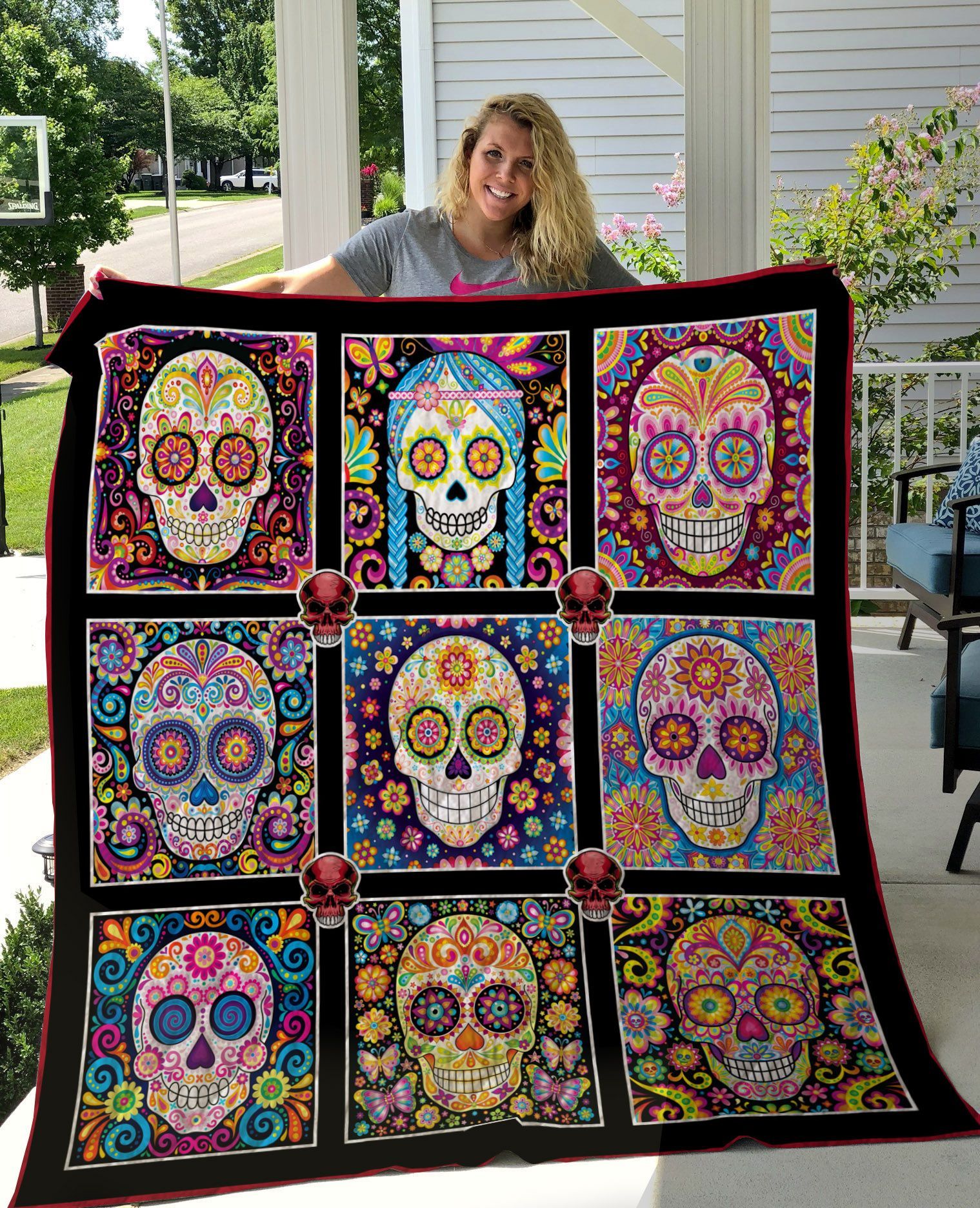 Sugar Skull Day Of The Dead GS-KL1601VB Quilt Blanket