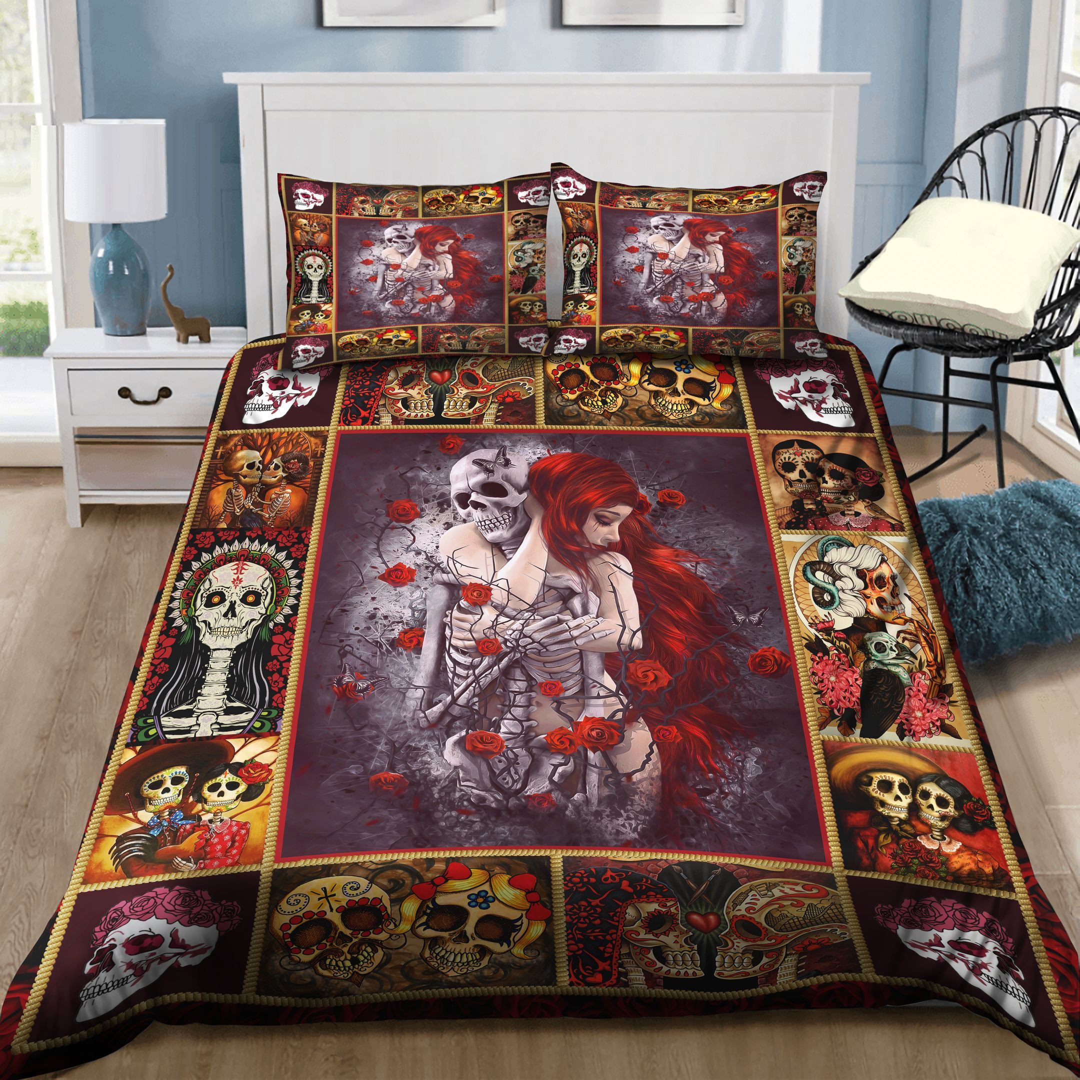 Sugar Skull Day Of The Dead Bedding Set