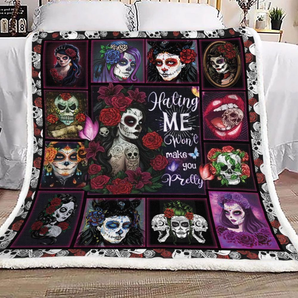 Sugar Skull Sherpa Fleece Blanket