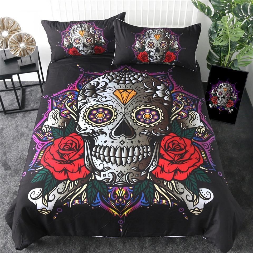 Sugar Skull Diamond Gothic Bedding Set