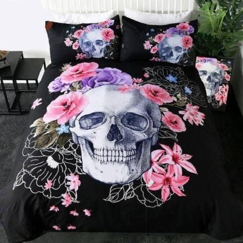 Sugar Skull Floral Bedding Set