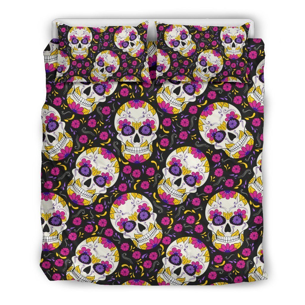 Sugar Skull Floral Bedding Set