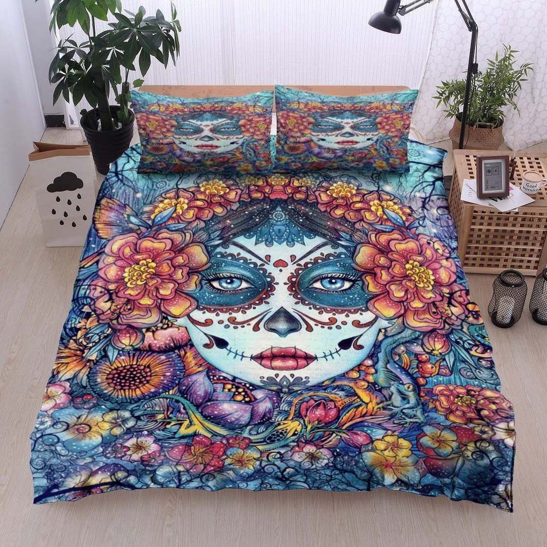 Sugar Skull Flower Bedding Set