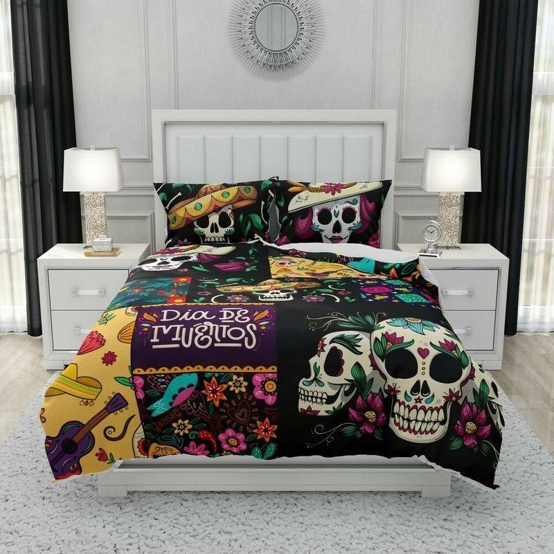Sugar Skull Flowers Bedding Set
