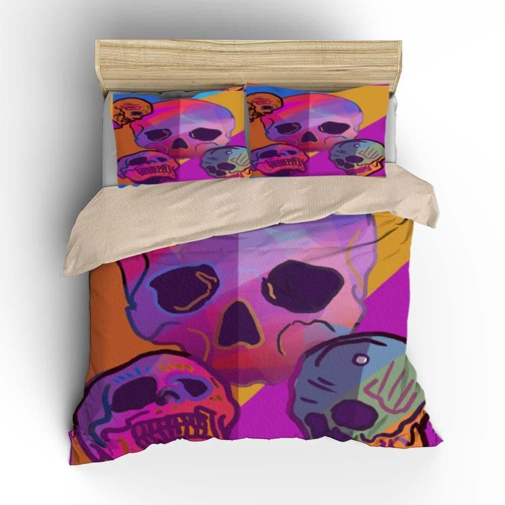 Sugar Skull Gift Purple Background Bedding Set